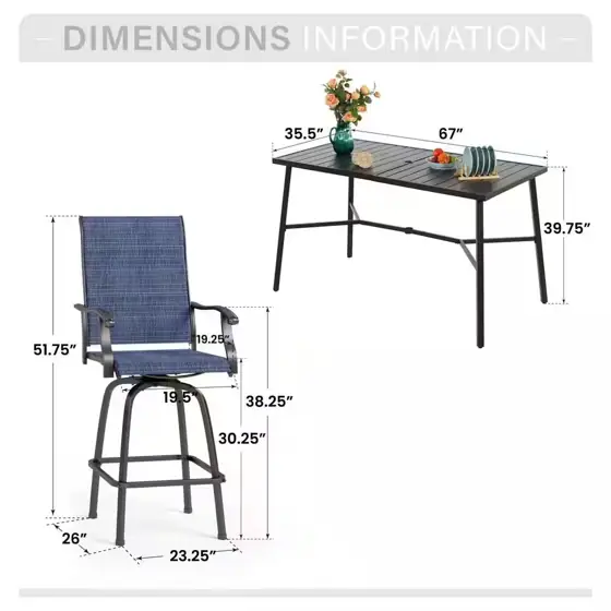 Black 7-Piece Metal Rectangle Outdoor… — Photo 2