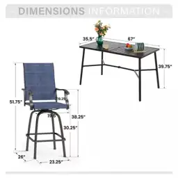 Black 7-Piece Metal Rectangle Outdoor… — Photo 2