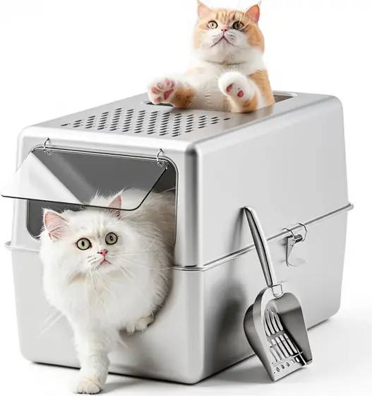 Enclosed Cat Litter Box Stainless… — Photo 1