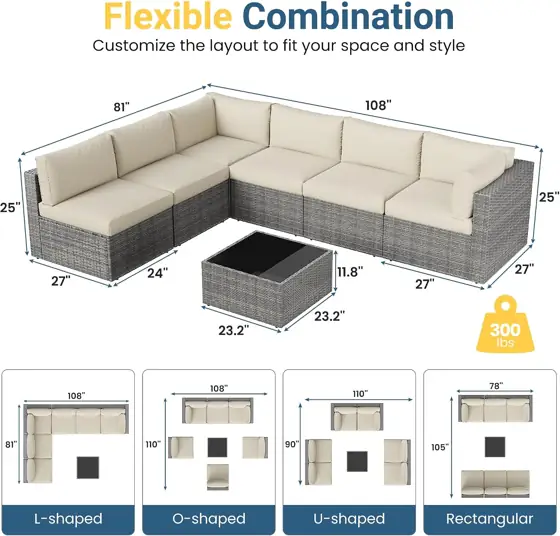Patio Sectional Furniture Set, Wicker… — Photo 2