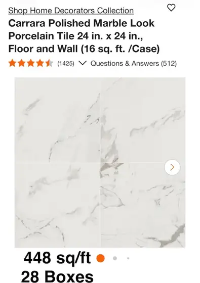 Carrara Polished Marble Look Porcelain… — Photo 1