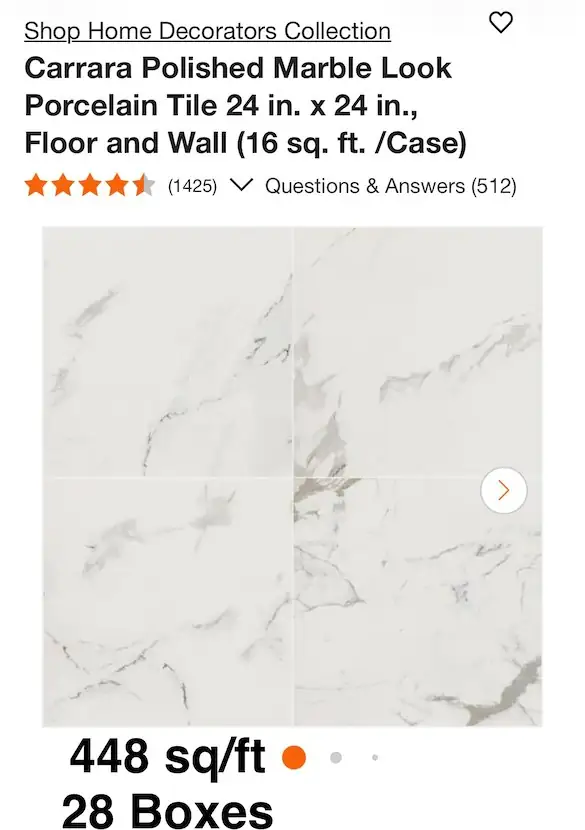 Carrara Polished Marble Look Porcelain… — Photo 1