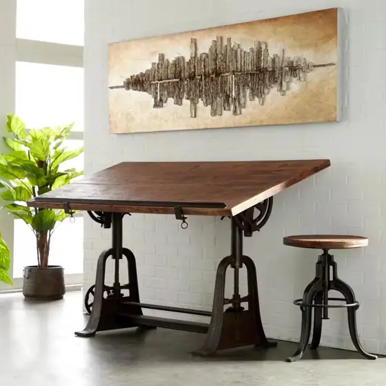 30 in. Teak Wood Drafting-Style… — Photo 1