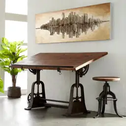 30 in. Teak Wood Drafting-Style… — Photo 1