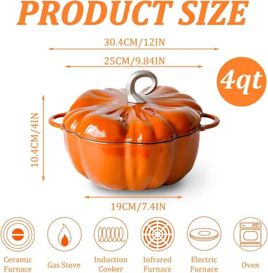 Pumpkin Cast Iron Dutch Oven,… — Photo 2