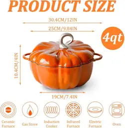 Pumpkin Cast Iron Dutch Oven,… — Photo 2