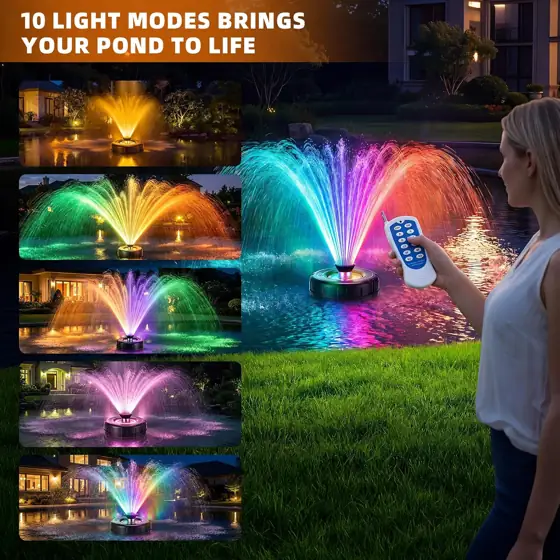 Pond Fountain Aerator with Lights,… — Photo 2