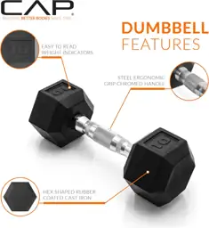 CAP Rubber Coated Dumbbells, Anti-Roll… — Photo 2