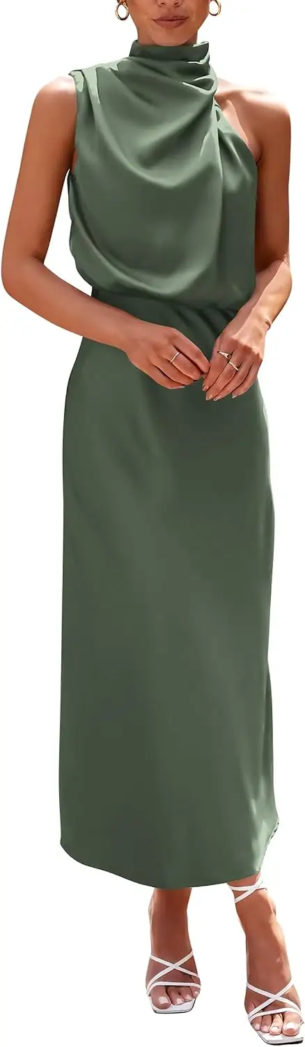 PRETTYGARDEN Women's Summer Satin Maxi… — Photo 1