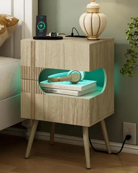JOONEE Nightstand with Charging Station,… — Photo 1