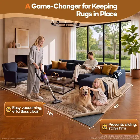 Veken Non-Slip Cushioned Rug Pad,… — Photo 2