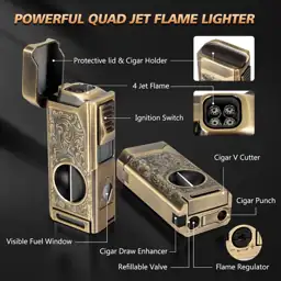 4-Jet Torch Cigar Lighter, Refillable… — Photo 2