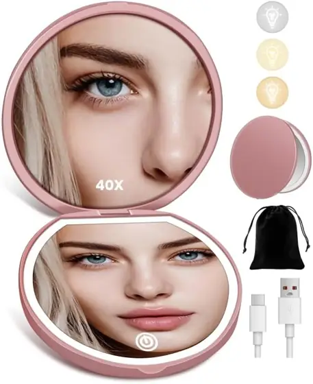 Magnifying Mirror, Rechargeable Compact Makeup… — Photo 1