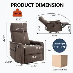 Fabric Recliner Chair with Massage,… — Photo 2