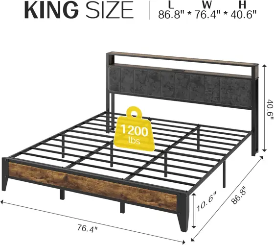 OLEVS King Bed Frame with… — Photo 2