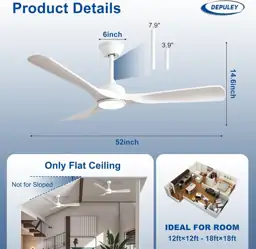 Depuley 52-Inch Ceiling Fan with… — Photo 2