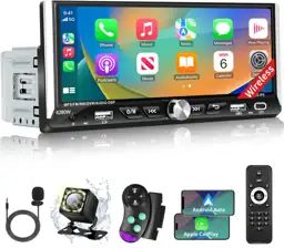Single-Din Car Stereo with CarPlay/Android… — Photo 1