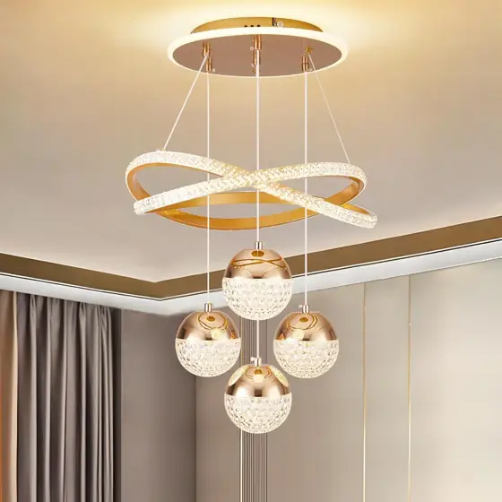 Gold LED Chandeliers, 3-Color Dimmable… — Photo 1