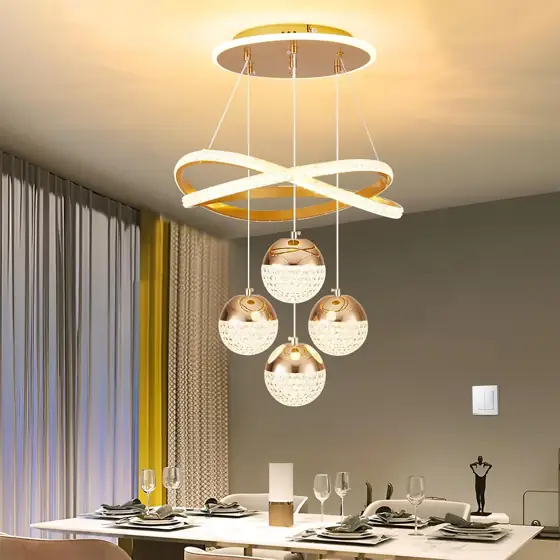Gold LED Chandeliers, 3-Color Dimmable… — Photo 2