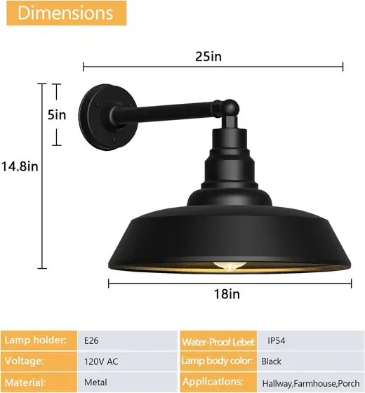 18" Black Gooseneck Barn Lights,… — Photo 2