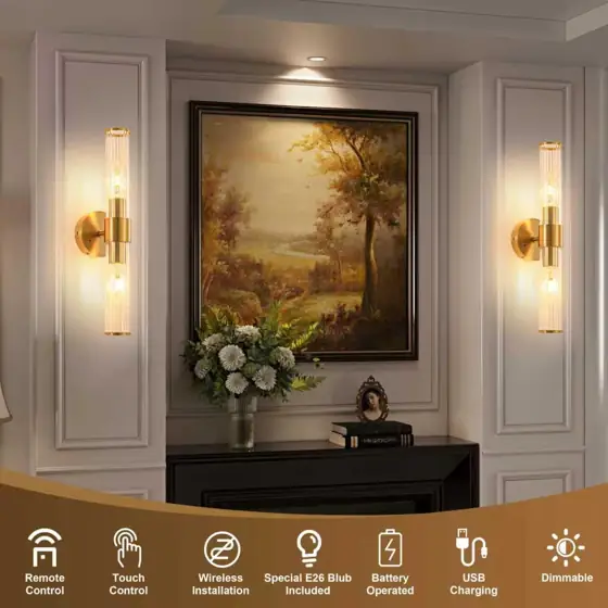 Gold Battery Operated Wall Sconces… — Photo 2
