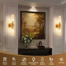 Gold Battery Operated Wall Sconces… — Photo 2