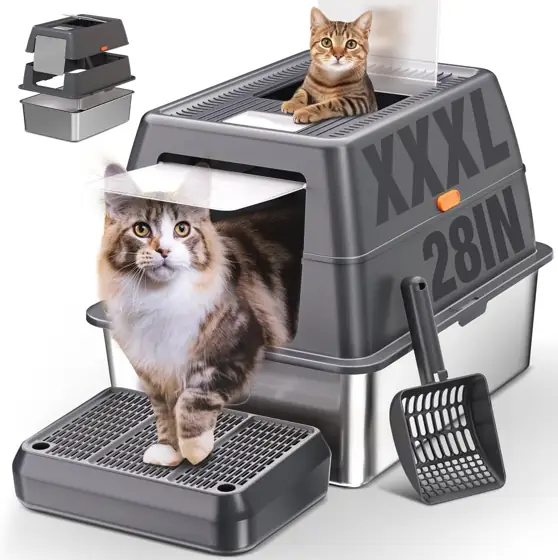 Stainless Steel Litter Box with… — Photo 1