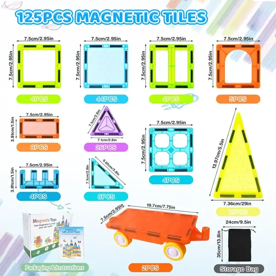 Magnetic Tiles 125PCS Building Blocks… — Photo 2