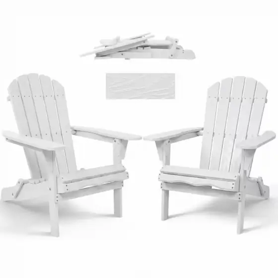 White Solid Wood Outdoor Folding… — Photo 1