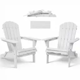 White Solid Wood Outdoor Folding… — Photo 1