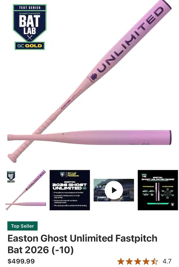 Easton Ghost Unlimited Fastpitch Bat… — Photo 1