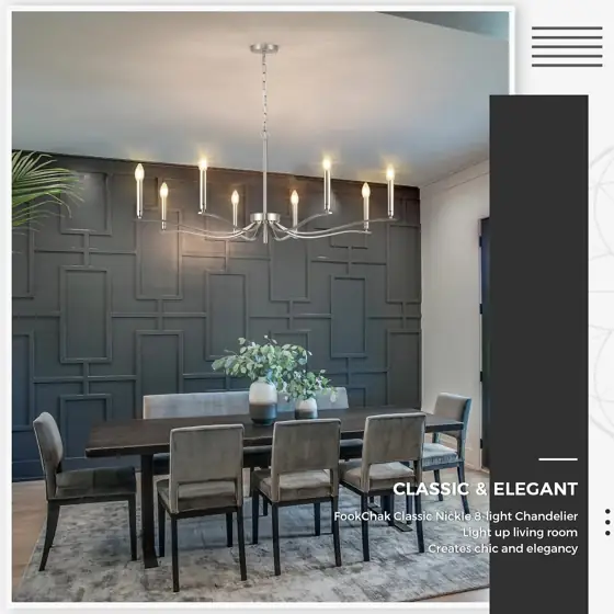 Nickel 8-Light Chandelier for Dining… — Photo 2