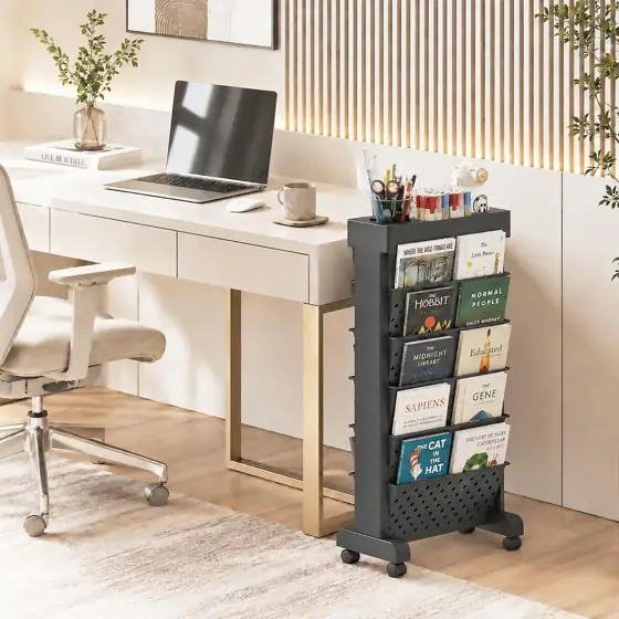 6-Tier Rolling Bookshelf Magazine Rack… — Photo 2