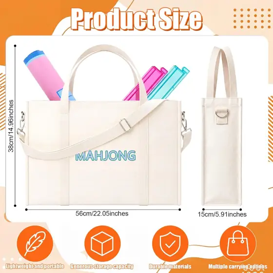 Canvas Mahjong Tote Bag Lined… — Photo 2