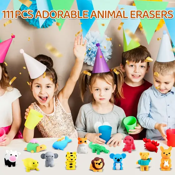 URSKYTOUS 111Pcs Animal Erasers Desk… — Photo 2
