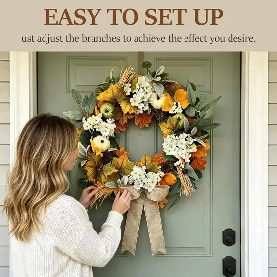 22 Inch Fall Wreath, Handmade… — Photo 2