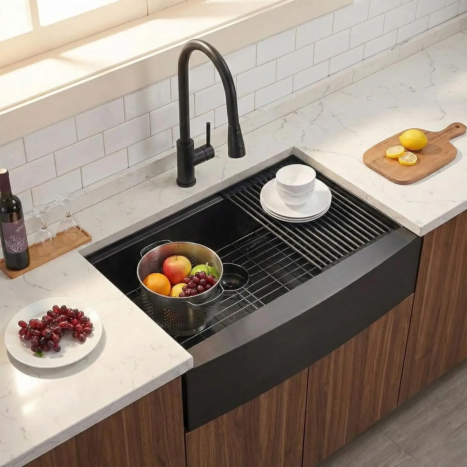 33-Inch Black Farmhouse Sink, 33x20x9,… — Photo 1
