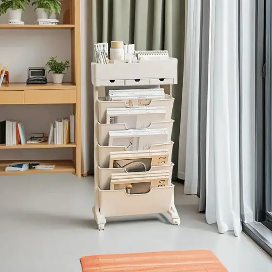 Rolling Bookshelf Cart with Wheels,… — Photo 2
