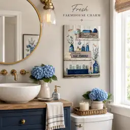BJVJKSU Navy Blue Bathroom Wall… — Photo 2