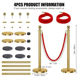 kaiyomi 4Pcs Stanchions and Velvet… — Photo 2
