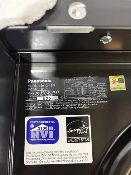 Panasonic WhisperCeiling 1.3-Sone 190-CFM White… — Photo 6