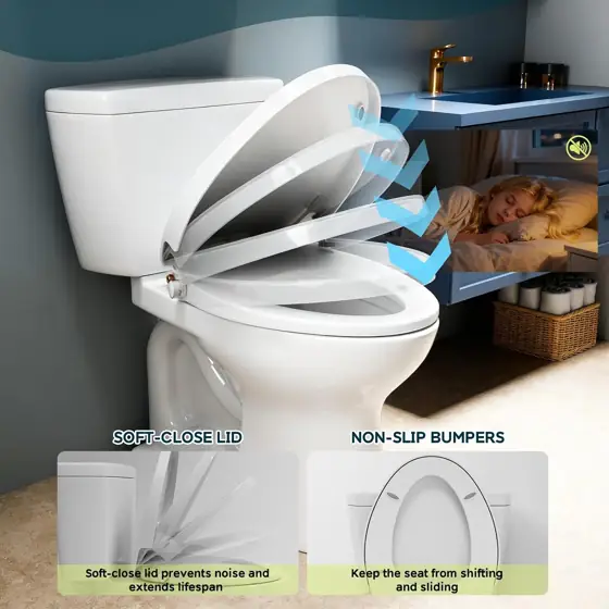 Elongated Bidet Toilet Seat, Soft-Close… — Photo 2
