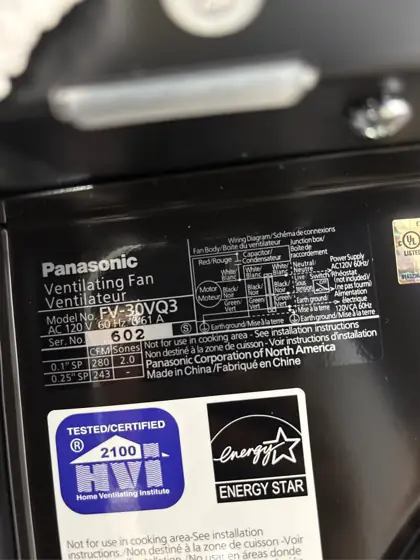 Panasonic WhisperCeiling 2-Sone 290-CFM White… — Photo 7