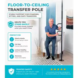 Stander Double-Handle Floor-to-Ceiling Grab Bar,… — Photo 2