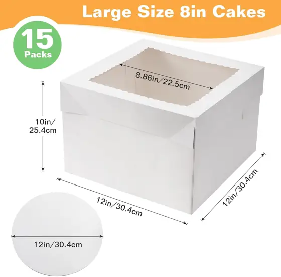 15Pcs 12x12x8in Cake Boxes with… — Photo 2