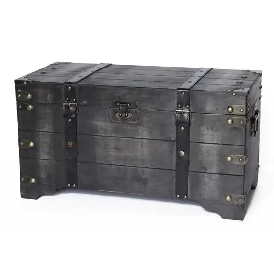 Distressed Black Medium Wooden Storage… — Photo 1
