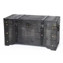 Distressed Black Medium Wooden Storage… — Photo 1