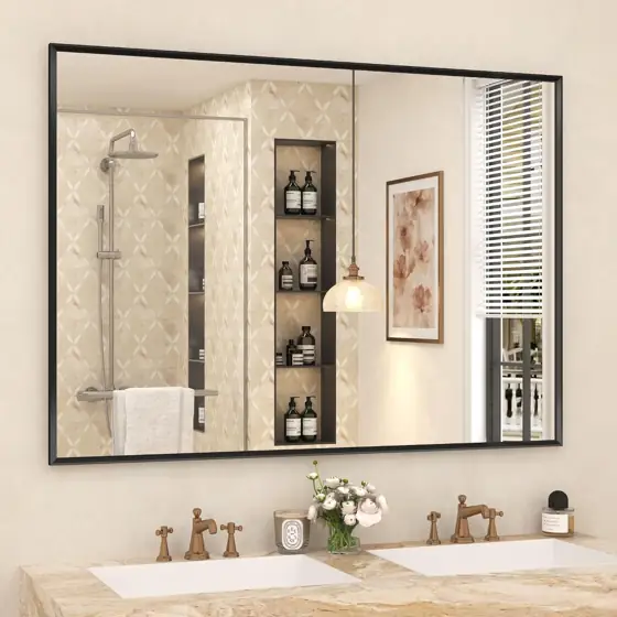 Black Framed Bathroom Mirror for… — Photo 1
