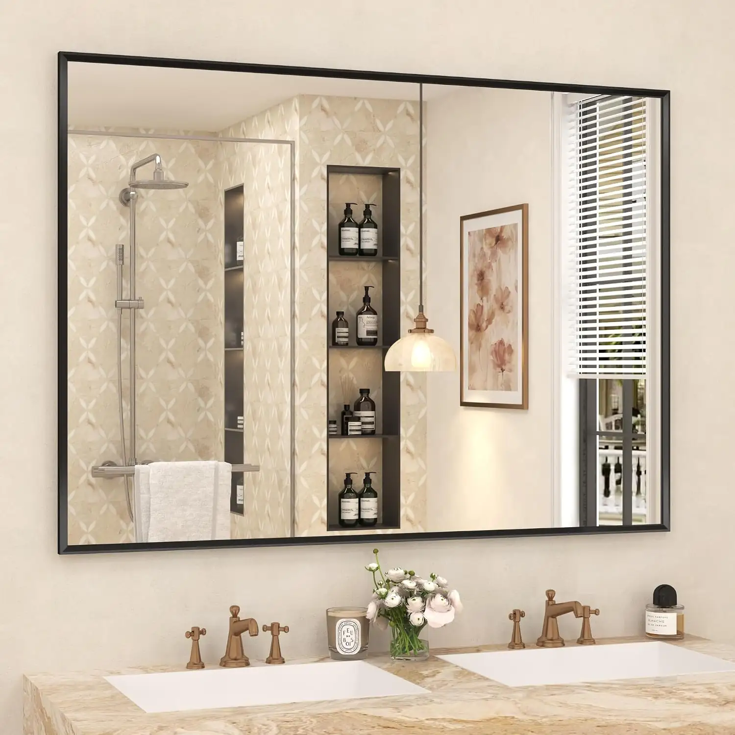 Black Framed Bathroom Mirror for… — Photo 1