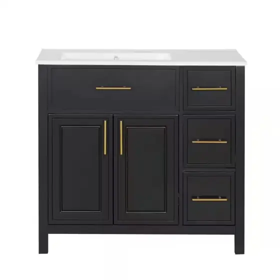 36 in. W Black Freestanding… — Photo 1